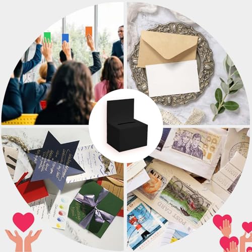 Black 6 Pcs Raffle Donation Boxes 6.5x4.5x4.5 Inches - Suggestion Collection Boxes