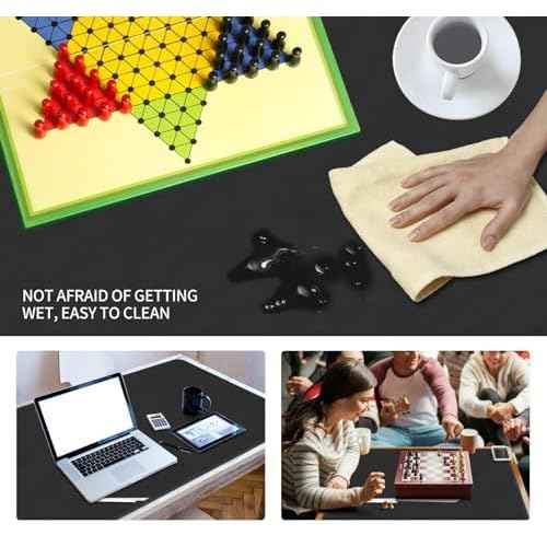 Large Tabletop Game Playmat, Water and Stain Resistant Non-Slip Desk Mat, Mahjong and Card Game MAT with Thick Stitched Edge, Cushioned Rubber Base (140 * 70cm*2mm) Black