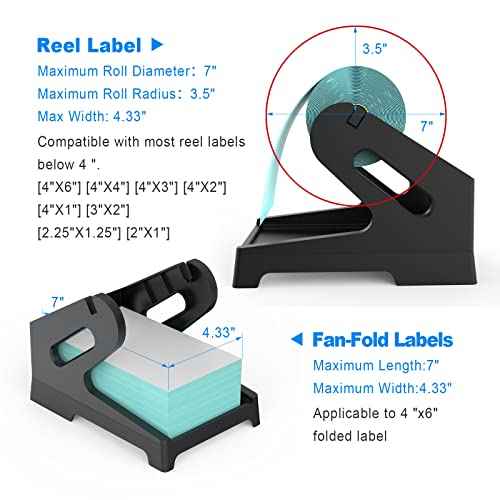 Thermal Label Holder for Rolls and Fan-Fold Labels, Sticker Roll Holder Work with Desktop Label Printer, Label Stand Shipping Supplies for Home Office(Black)