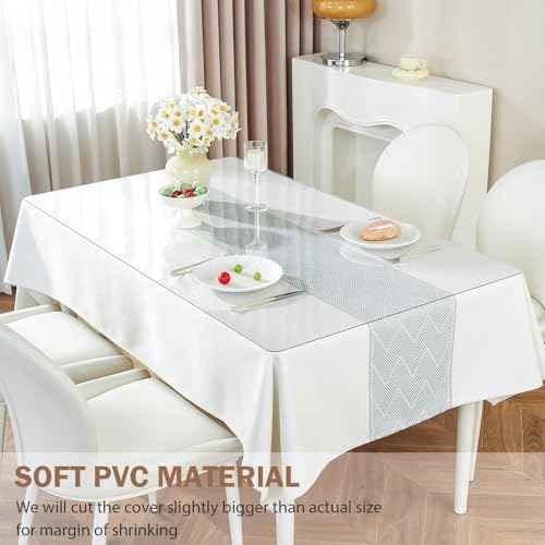 LovePads 1.5mm Thick 22 x 54 Inch Clear Table Cover Protector, Clear Table Protector, Plastic Table Cover, Table Pad for Dining Room Table, Clear Desk Mat Desk Protector for Writing Desk, Coffee Table