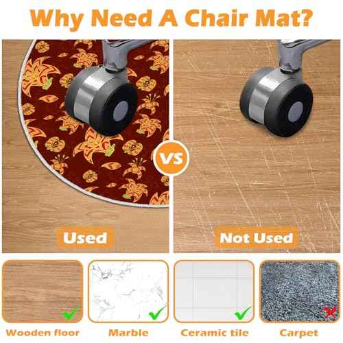 4ft/48in Home Office Chair Mat for Hardwood Floor, Anti-Slip Desk Chair Mats, Computer Gaming Chair Mats for Rolling, Low Pile Carpet Floor Chair Mat(Red-1)