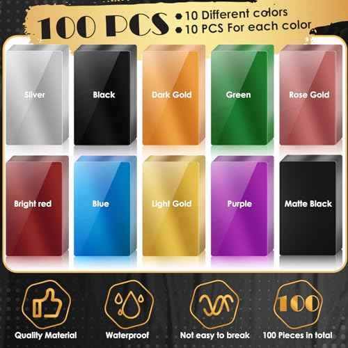 weparmeety 100 Pcs Metal Engraving Blanks Colorful Aluminum Sheet Laser Engraving Business Card Multipurpose DIY Gift Cards 86 x 54 x 0.21 mm£¨10 Colors)