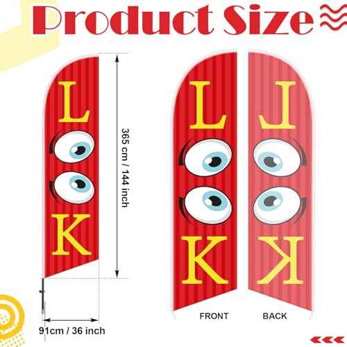 3 Pcs 12 Feet Open Themed Feather Flag for Business Advertising Outside Look Now Open Welcome Red Yellow Flag Banner for Grand Openings (Pole Hardware Not Included)