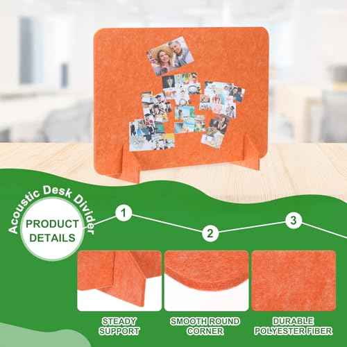 PATIKIL Desk Divider, 4 Set 24 x 16 Inch Acoustic Freestanding Desk Divider Desk Privacy Panel with 8 Pcs Support Feet for Library Office Workstation,Orange