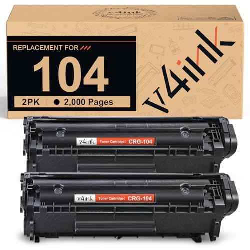 v4ink 2PK Compatible 104 Toner Cartridge Replacement for Canon 104 CRG-104 FX-9 FX-10 Toner Cartridge Ink for use in Canon Imageclass D420 D450 D480 MF4150 MF4350D MF4270 MF4370DN MF4380DN Printer