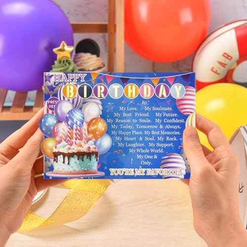 Birthday Card for Husband Wife with Lights & Music, Sweet 3D Birthday Cards for Men Women, Romantic Happy Birthday Card for Boyfriend Girlfriend, Musical Bday Greeting Love Card Gifts for Him Her