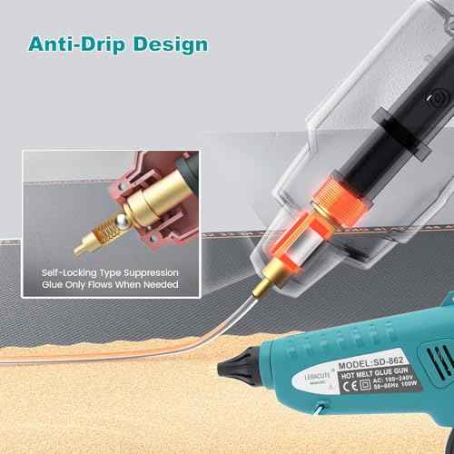 Professional Hot Glue Gun Kit with Case, Full Size Hot Glue Guns Luxury Set with 4Pcs Different Interchangeable Copper Nozzle Set and Glue gun Sticks 12Pcs