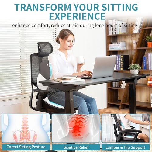 FLORICH Seat Cushion Lumbar Support Pillow for Office Chair, Car Lower Back Support, Ergonomic Desk Chair Pillow for Butt and Back Support of Memory Foam Seat Pad(Grey)