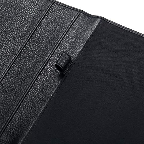 Leather Junior Padfolio for Men & Women with Pen Loop, Italian Calfskin, Business Portfolio Notebook Folder (Pebbled Black)