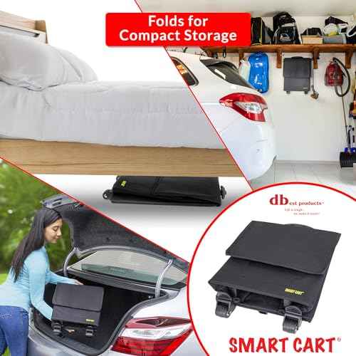 dbest products Smart Cart, BLACK Collapsible Rolling Utility Cart Basket Grocery Shopping Teacher Hobby Craft Art