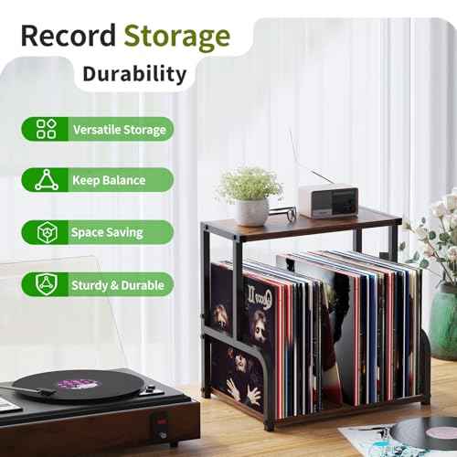Vinyl Record Storage, Space Saving Record Holder for 12 Inch Albums, Album Vinyl Record Holder Organizes & Protects Your Collection