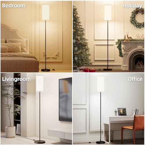 Keepsmile LED Floor Lamps for Living Room,Dimmable Floor Lamp with Remote,Custom Tall Lamp for Bedroom with 12W LED Bulb,Pole Light with Lamp Shade Foot Switch,Modern Standing Lamps for Office Dining