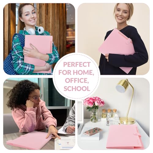 SKYDUE Pink Expanding File Folder with 8 Pockets - A4/Letter Organizer for Office & School