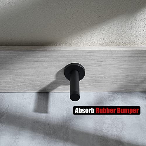 JQK 2 Pack Black Stainless Steel Door Stopper 3.54 Inch Wall Protectant Sound Dampening Bumper