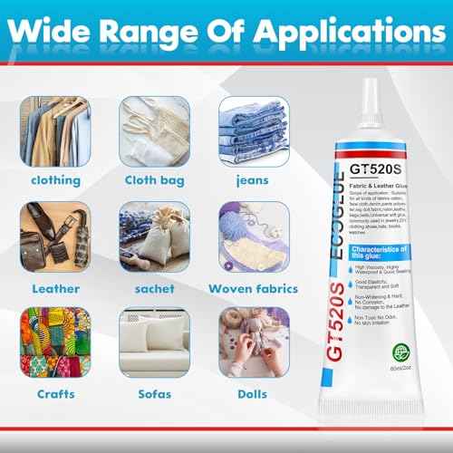 Fabric Glue, 60ml Clear Fabric Glue Permanent Washable for Patches Drying Waterproof Fabric Adhesive Glue for All Fabrics, Clothes, Cotton, Flannel, Denim, Linen, Leather, Polyester, Doll Repair (1)