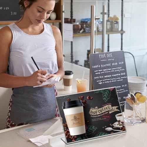 8 pack Acrylic Sign Holder 4 x 6 Inches,Clear Plastic Sign Holder Paper Photo Display£¬Menu Tabletop Stand£¬Clear Acrylic Picture Frame£¬Flyer Holder£¨Horizontal£©
