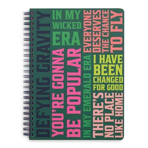 Steel Mill & Co Cute Mini Spiral Notebook for Theater Lovers, 8.25" x 6.25" Journal with Durable Hardcover and 160 Lined Pages, Wicked Word Art