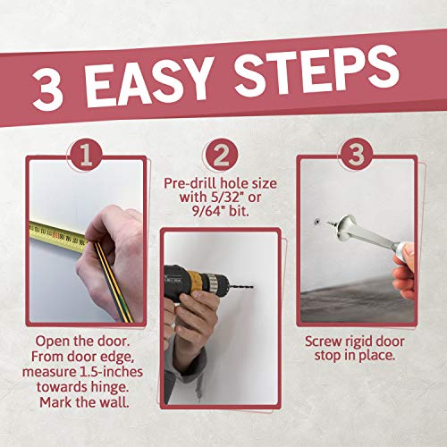 Jack N¡¯ Drill 3-Inch Rigid Door Stop (12 Pack) - Heavy Duty Solid Metal Door Stopper | Prevents Wall & Door Damage - Rigid Rubber Tip Door Stop for Kitchen, Bedroom, Office (Satin Nickel)