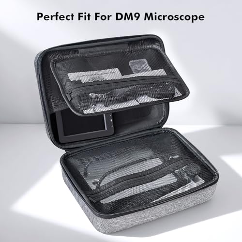 Big EVA Microscope Carrying Case for DM9 & 4.3''/5'' Digital Microscopes, 8.3x7.08x3.54 Inches