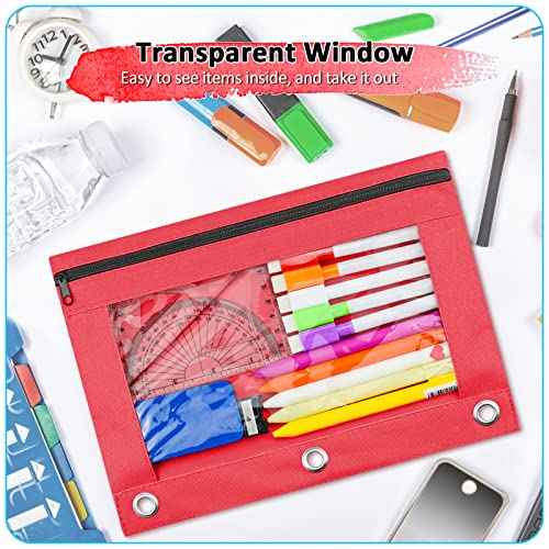 EAONE Pencil Pouch for 3 Ring Binder Set of 48, Zipper Binder Pouches Pencil Case Bulk for School Classroom Supplies/Student/Office/Home, 10 x 7.5 inch, 8 Colors