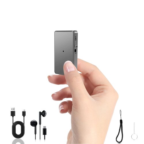 Voice Recorder - 64GB Mini Voice Recorder - Noise Cancellation Voice Activated Functionality, Rechargeable Audio Recorder with Earphone, Portable USB-C Recording Device for Work, Meetings, Interview