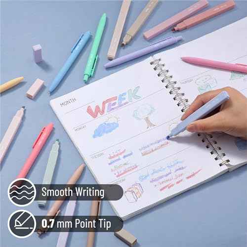 Mr. Pen Aesthetic 16 Pack Colored Gel Pens & 200 Sheets Sticky Tabs - No Bleed Highlighters for Bible Pages