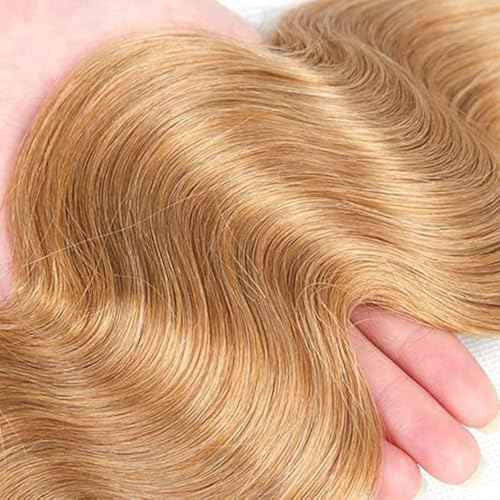 #27 Honey Blonde Bundle Human Hair Blonde Human Hair Bundles Body Wave 1 Bundle Color 27 26 Inch Blonde 100G/PC Unprocessed Brazilian Virgin Double Weft Hair Extension