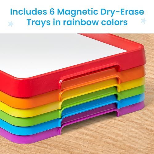 hand2mind Magnetic Dry Erase Activity Trays, Stackable Trays for Classroom, Magnetic Letter Trays, White Boards for Kids, Science of Reading Classroom Materials, Teacher Classroom Supplies