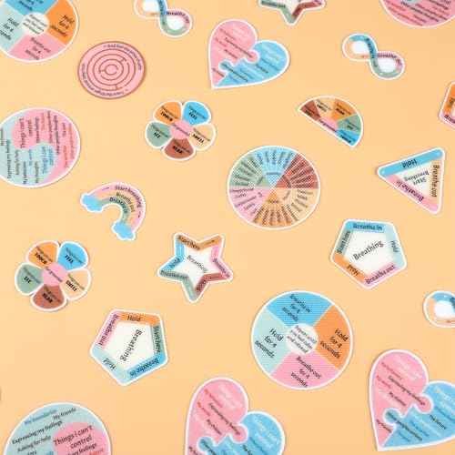 ZOiiWA 48 Pcs Breath Calm Anxiety Sensory Stickers Reusable Mindfulness Sticker Fidget Silent Adhesive Sensory Strips for Christmas School Office Classroom Adults Teens Kids Classroom Anxiety Relief