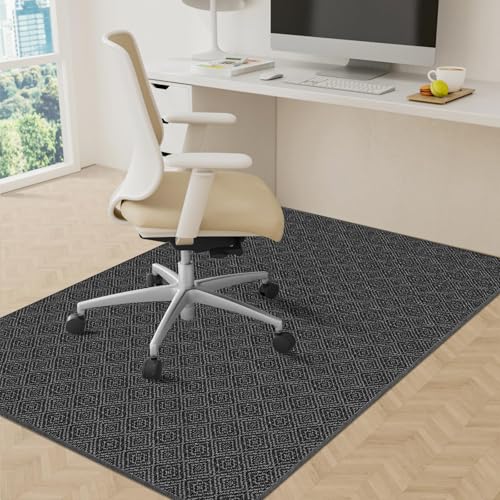 KMAT 36x48in Office Chair Mat – Heavy Duty Hardwood/Tile Floor Protector, Non-Slip, Black
