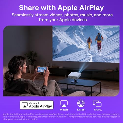 Aurzen Roku TV D1R Smart Portable Outdoor Projector with WiFi & Bluetooth - 1080P HD