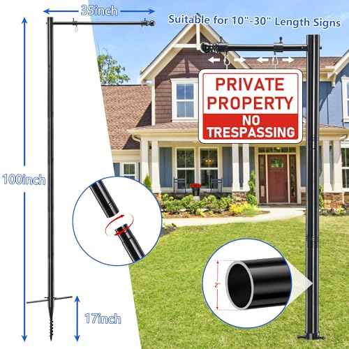 Real Estate Sign Post, Open House Signs for Real Estate, 100 inch Realtor Yard Sign Post for Sale, Rent, 35" Arm Holds up to 25" Sign, Black