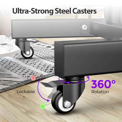 Mobile TV Stand with Wheels for 26-60 Inch Flat Curved TVs & Monitors, Rolling TV Cart Max VESA 400x400mm up to 90 lbs, Height Adjustable with Media Shelf, 32 40 42 43 50 55 inch TV Floor Mount
