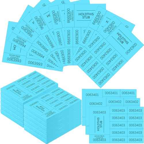 Kosiz 1200 Sheets Raffle Tickets Chinese Auction Tickets with 10 Bid Numbers Per Sheet Basket for Events Raffle Sheets or Silent Auction Classroom School Church Events, Lake Blue