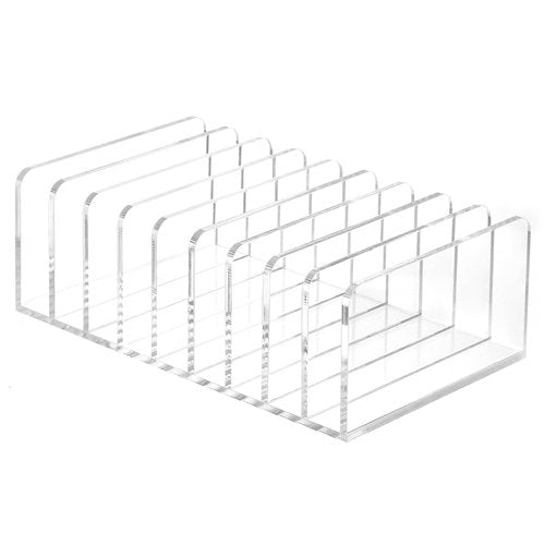 QWORK 9 Compartments Clear Desk Mail Organizer, Acrylic Office Document Sorter, Transparent Stepped Design, Non-Slip Base for Office, Home, School Desktop Organization