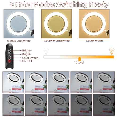 Desk Lamp with Lighting Magnifying Glass: 10x Magnifying Glass Light with 3 Color Modes and 10 Levels of Dimming