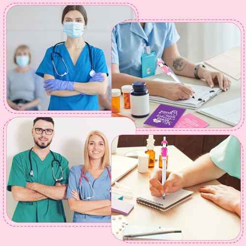 Qilery 100 Pcs Nurse Appreciation Gifts Set 25 Nurse Makeup Cosmetic Bag 25 Doctor Nurse Ballpoint Pens 25 Notebooks Pocket Journal 25 Stethoscope Rn Bracelet for Women Rn Assistant Student