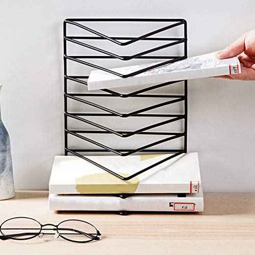 4 Pack Triangle File Storage Holder Racks Iron Desktop Magazine Organizer Metal Newspapers Folders for Office Table Desk Bookshelf Home Decoration, Black