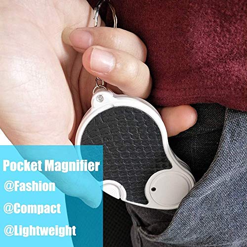 Lighted Pocket Magnifying Glass with LED, 45mm Lens for Reading Coins Crafting