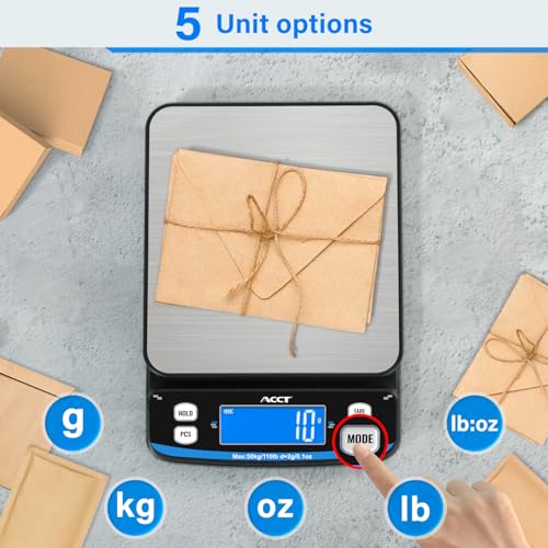 110 lb Digital Postal Scale with Stainless Steel Platform, Tare & USB Power