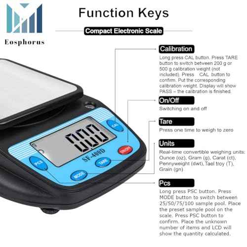 Eosphorus Science Digital Scale Electronic Lab Balance Precision 0.01g Accuracy Laboratory Scientific Weighing Device for Education Chemistry and Jewelry ? Carats, Ounces and Grams