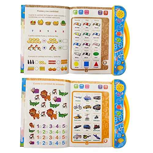 Spanish-English Learning Toys for Kids, Learn Basic Spanish Vocabulary, Alphabet, Numbers, Colors, Bilingual Toys for Toddlers