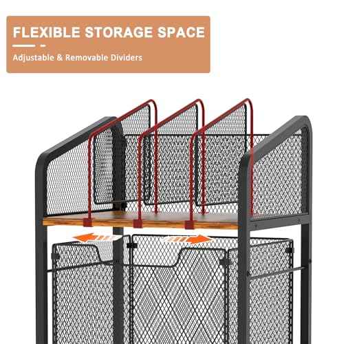 Rolling File Cabinet with Adjustable Dividers, Mobile Filing Cabinet with Storage Drawer on Lockable Wheels, Hanging File Organizer Beside Under Desk for Office, Home£¨Patent Pending£©