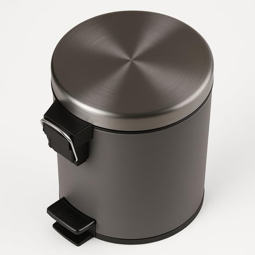 Creative Home Stainless Steel Round Step Trash Can Wastebasket Garbage Container Recycle Bin, 5 Liter/ 1.3 Gallon, Silver
