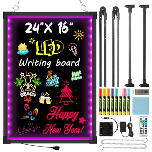 QLYYOPSK 24x16 LED Menu Board with Remote Control & Fluorescent Markers