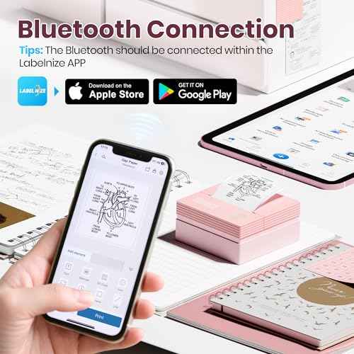 Sticker Printer, PM290C Portable Mini Printer, Inkless Bluetooth Sticker Maker with 3 Rolls Paper, Impresora Port?til for Notes, Journal, DIY, Gift, Print Pod for School/Office/Home, Pink