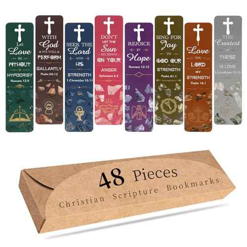 48 Pieces Bible Bookmarks with Hollow Cross Christian Scripture Bookmark, Inspirational Book Markers Religious Bookmarks Reading Scripture for Reading Lover, Men, Women, Church Gifts