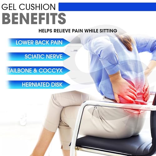 Pampkin TPE Gel Seat Cushion ? Ergonomic Pain Relief for Sciatica, Tailbone, Hip & Lower Back Pain ? Breathable, Washable Cover ? Ideal for Office, Car, Wheelchair, Stadium & Long Sitting Relief