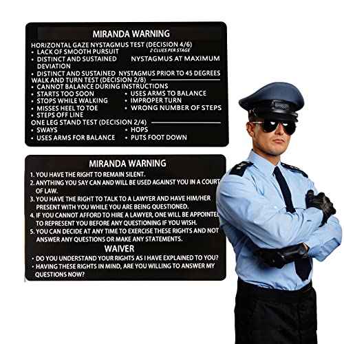 24 PCS Metal Miranda Warning Card, Juvenile Miranda Rights Card Metal Laser Engraved Insert (Black)