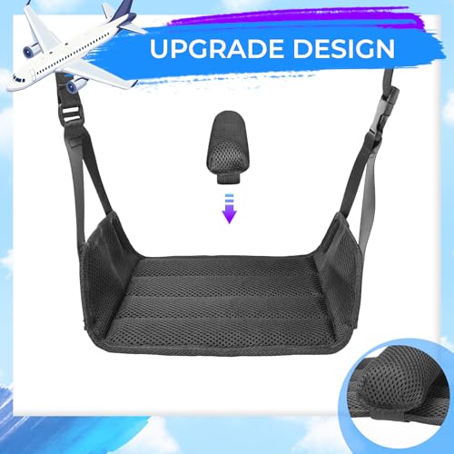AZAMIA No-Collapse Airplane Foot Hammock - 1pc Black (1pc-black) In-Flight Foot Rest